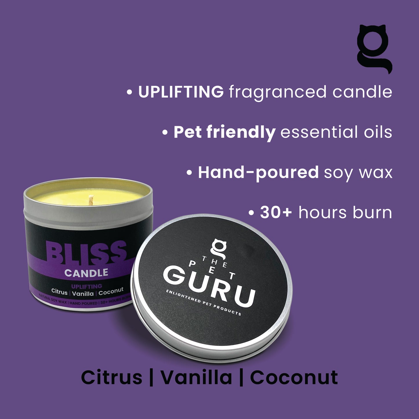 BLISS - citrus vanilla coconut - uplifting candle, 190gm