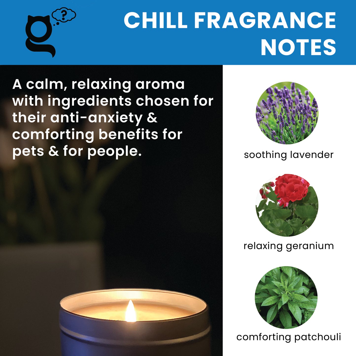 CHILL - lavender geranium patchouli - relaxing candle, 190gm