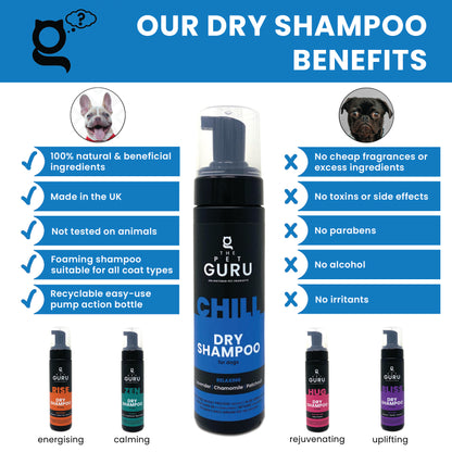 THE PET GURU CHILL RELAXING DRY SHAMPOO FOR DOGS - WATERLESS NATURAL GROOMING DOG