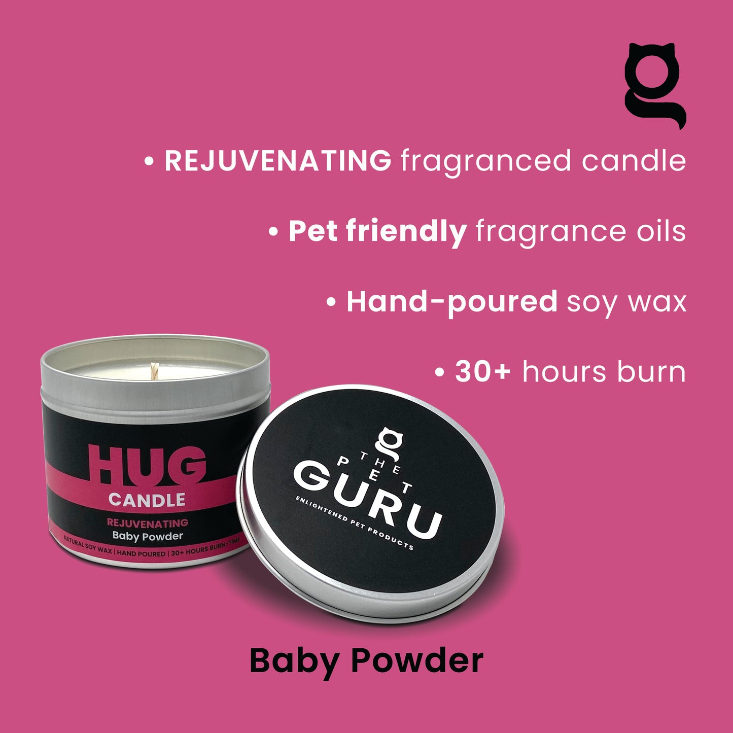 HUG - baby powder - rejuvenating candle, 190gm