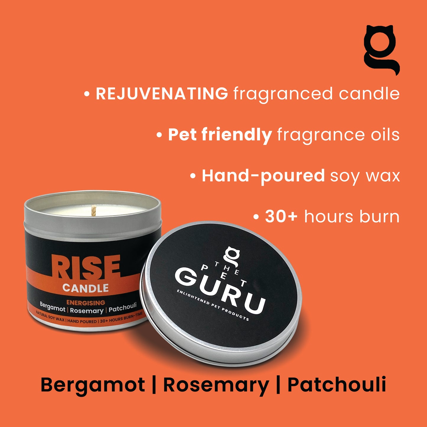 RISE - bergamot rosemary patchouli - energising candle, 190gm