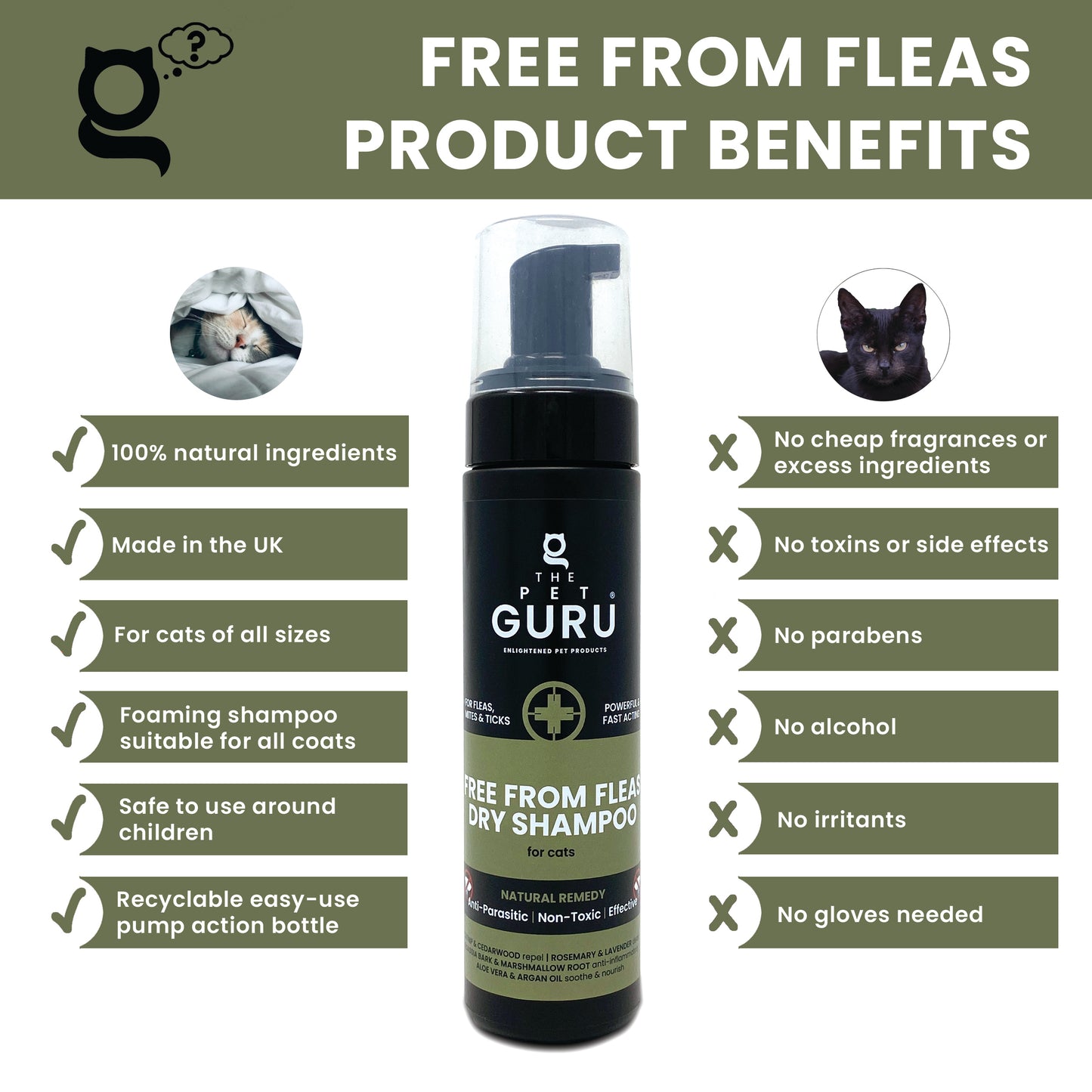 Free From Fleas dry shampoo for Cats, 200ml